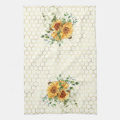 Zonnebloemen en bijen theedoek (Verticaal)