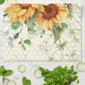 Zonnebloemen en bijen theedoek (Gevouwen)