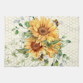 Zonnebloemen en bijen theedoek (Horizontaal)