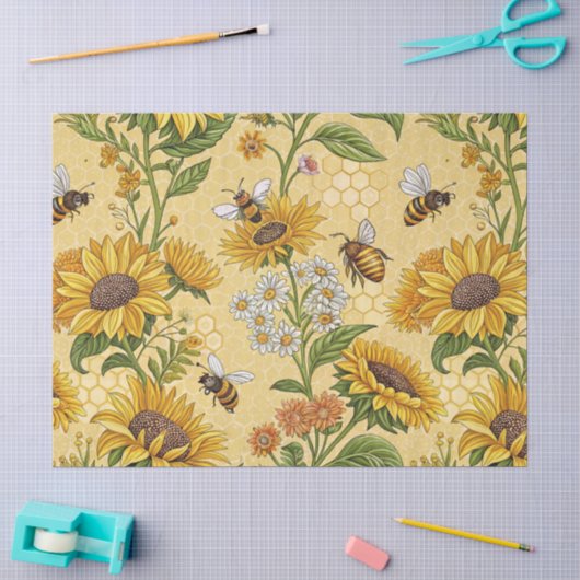 Zonnebloemen en Bijen Tissuepapier (Craft)