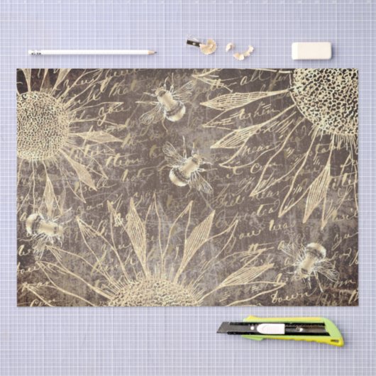  zonnebloemen en bijen tissuepapier (Craft)