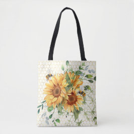 Zonnebloemen en bijen tote bag