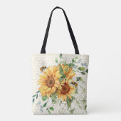 Zonnebloemen en bijen tote bag (Achterkant)