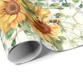 Zonnebloemen en bijen verpakkingspapier cadeaupapier (Rol Hoek)