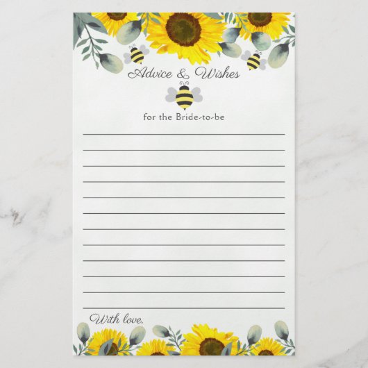 Zonnebloemen en bijen Vrijgezellenfeest Advice Wis (Voorkant)