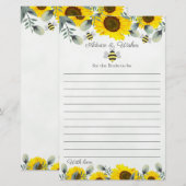 Zonnebloemen en bijen Vrijgezellenfeest Advice Wis (Voorkant / Achterkant)