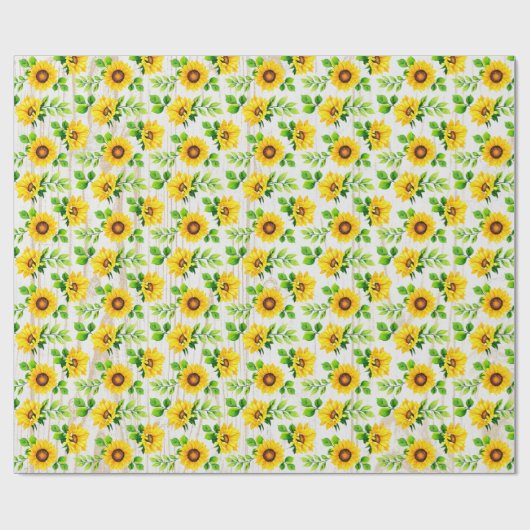 Zonnebloemen en bijtende hout Botanische Patroonpa Cadeaupapier (Vlak)