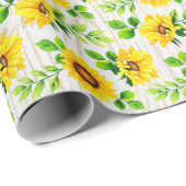 Zonnebloemen en bijtende hout Botanische Patroonpa Cadeaupapier (Rol Hoek)