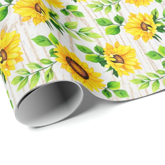 Zonnebloemen en bijtende hout Botanische Patroonpa Cadeaupapier (Rol Hoek)