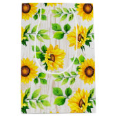 Zonnebloemen en bijtende hout Botanische Patroonpa Medium Cadeauzakje (Voorkant)