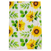 Zonnebloemen en bijtende hout Botanische Patroonpa Medium Cadeauzakje (Achterkant)