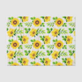 Zonnebloemen en bijtende hout Botanische Patroonpa Tissuepapier