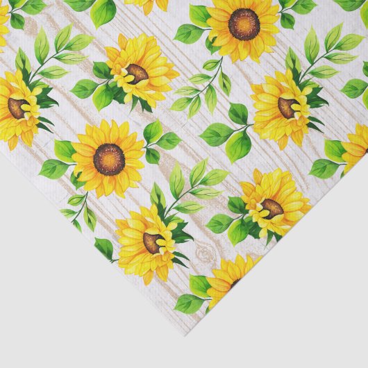 Zonnebloemen en bijtende hout Botanische Patroonpa Tissuepapier (Detail)