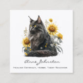 Zonnebloemen en Black Cat Square Visitekaartje (Voorkant)