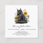 Zonnebloemen en Black Cat Square Visitekaartje (Achterkant)