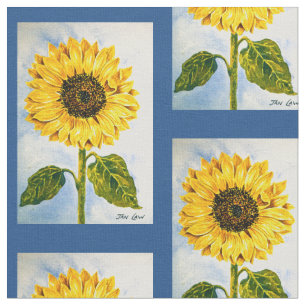 Zonnebloemen en blauw stof