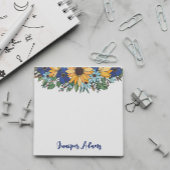 Zonnebloemen en blauwe bloemen Naam in Vet Manuscr Post-it® Notes