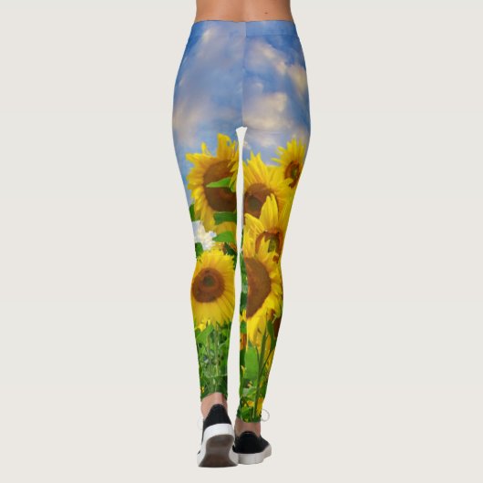 Zonnebloemen en blauwe hemdjes Summer Field Leggings (Achterkant)