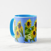 ZONNEBLOEMEN EN BLAUWE LUCHT MOK (Voorkant links)