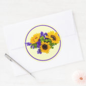 Zonnebloemen en blauwe statiekticker ronde sticker (Envelop)