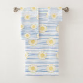 Zonnebloemen en Blauwe Stripes Bath Towel Set Bad Handdoek (Insitu)