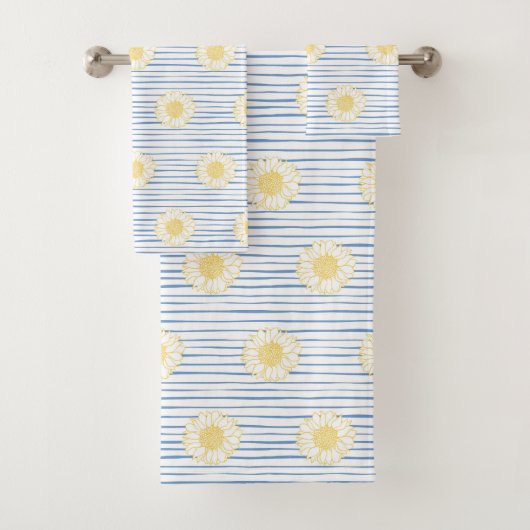 Zonnebloemen en Blauwe Stripes Bath Towel Set Bad Handdoek (Insitu)