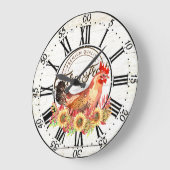 Zonnebloemen en boerderij van kippen, vers grote klok (Hoek)