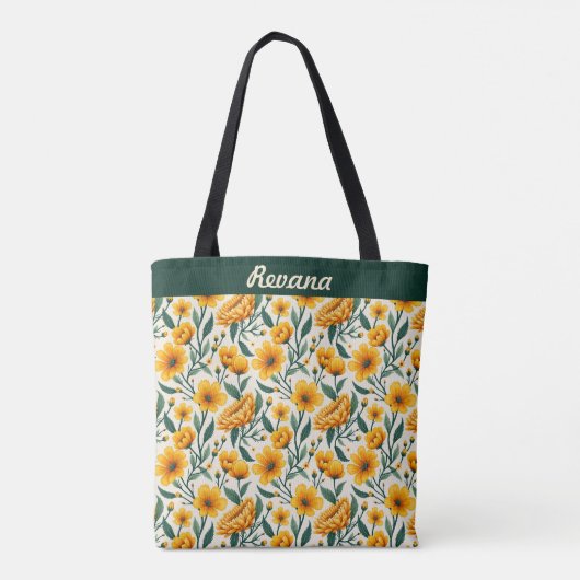 Zonnebloemen en boterbloemen tote bag (Achterkant)