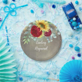 Zonnebloemen en Bourgondische rode rozen Rustiek L Papieren Bordje (Feest)