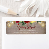 Zonnebloemen en Bourgondische rode rozen rustieke  Etiket (Insitu)