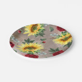 Zonnebloemen en Bourgondische rode rozen rustieke  Papieren Bordje (Gekanteld)