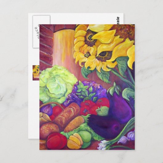 Zonnebloemen en Briefkaart van Veggies (Voorkant / Achterkant)