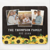 Zonnebloemen en bruin hout Foto Collage Muismat (Voorkant)