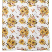Zonnebloemen en bruine bladeren douchegordijn (Voorkant)