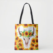 Zonnebloemen en Bull Skull Tote Bag (Voorkant)