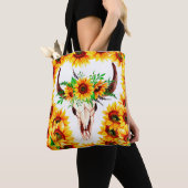 Zonnebloemen en Bull Skull Tote Bag (Dichtbij)