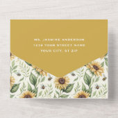 Zonnebloemen en Bumble Bees bruiloft All In One Uitnodiging (Achterkant)