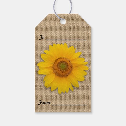 Zonnebloemen en Burlap Rustieke Gift Labels Cadeaulabel (Voorkant)