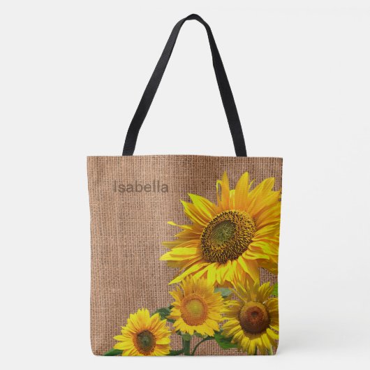 Zonnebloemen en Burlap Tote Bag (Voorkant)