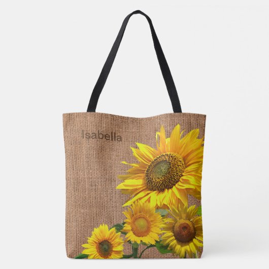 Zonnebloemen en Burlap Tote Bag (Achterkant)