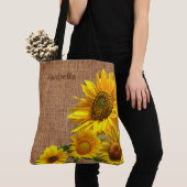 Zonnebloemen en Burlap Tote Bag (Dichtbij)