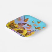 Zonnebloemen en Butterflies Colorful Yellow Brown Papieren Bordje (Gebogen)