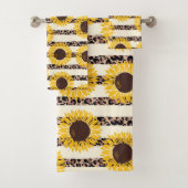 Zonnebloemen en Cheetah printstripes Bad Handdoek (Insitu)