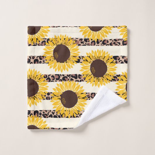 Zonnebloemen en Cheetah printstripes Bad Handdoek (Wasdoekje)