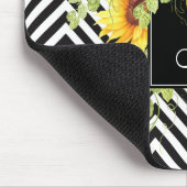 Zonnebloemen en Chevron Stripes met je monogram Muismat (Hoek)