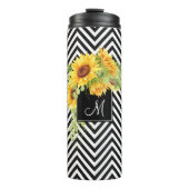 Zonnebloemen en chevrons met elk monogram thermosbeker (Voorkant)