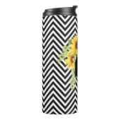 Zonnebloemen en chevrons met elk monogram thermosbeker (Gedraaid links)