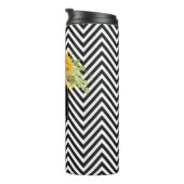 Zonnebloemen en chevrons met elk monogram thermosbeker (Geroteerd rechts)