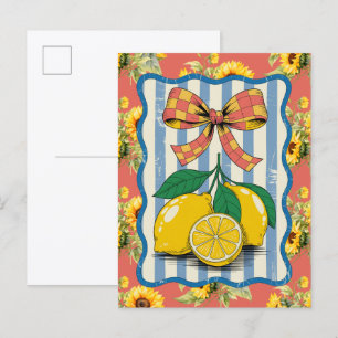 Zonnebloemen en citroenen aquarel briefkaart