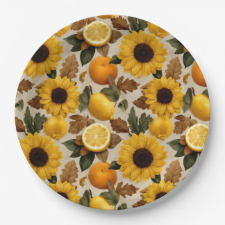 Zonnebloemen en Citrus Autumn Home Decor Papieren Bordje